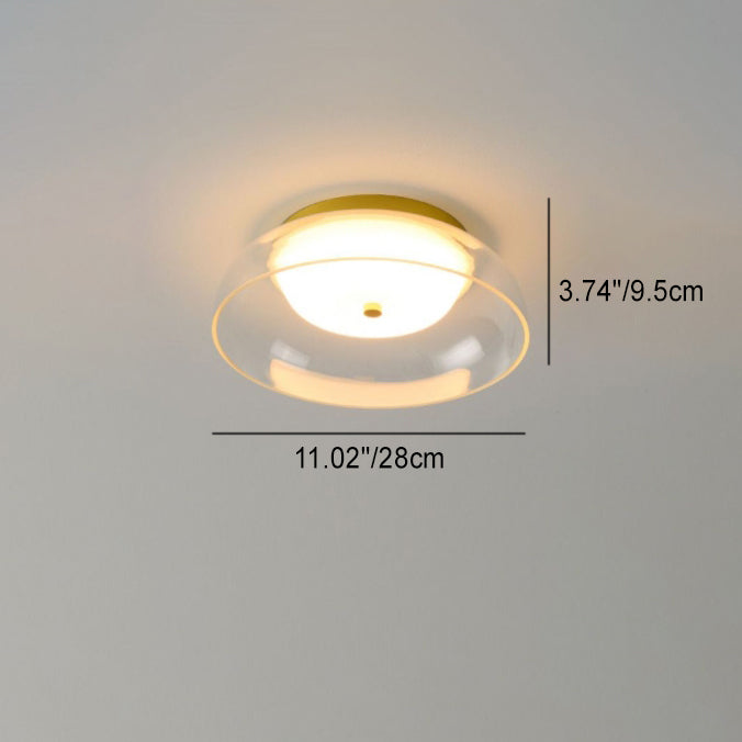 Modern Minimalist Round Hardware Glass Cup Shade LED Flush Mount Ceiling Light For Bedroom