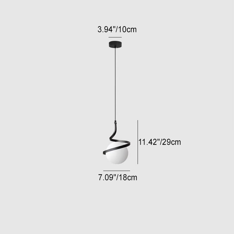 Zeitgenössische nordische Arc Kupferstreifen Glaskugel Schatten 1-Licht Pendelleuchte für Wohnzimmer 