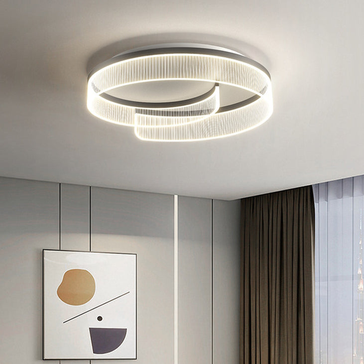 Modern Minimalist Curved Acrylic Aluminum LED Flush Mount Ceiling Light For Bedroom