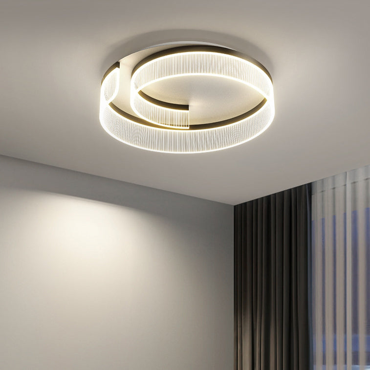 Modern Minimalist Curved Acrylic Aluminum LED Flush Mount Ceiling Light For Bedroom