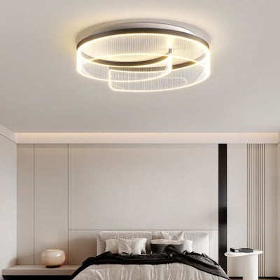 Modern Minimalist Curved Acrylic Aluminum LED Flush Mount Ceiling Light For Bedroom