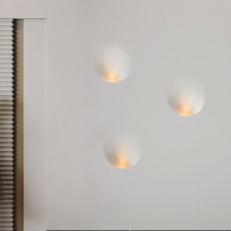 Modern Minimalist Recessed Plaster Round 1-Light Wall Sconce Lamp For Living Room