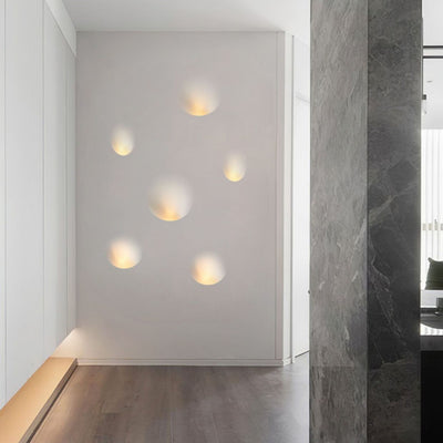 Modern Minimalist Recessed Plaster Round 1-Light Wall Sconce Lamp For Living Room