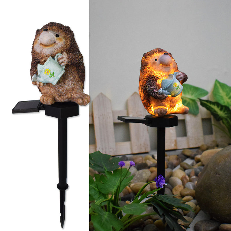 Contemporary Creative Resin Kettle Hedgehog Waterproof LED Solar Lawn Insert Light For Outdoor Patio