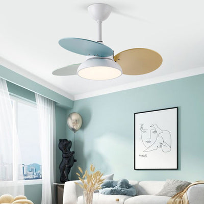 Zeitgenössische skandinavische Acrylschirm Massivholz Oval Fan Blade LED Downrod Deckenventilator Licht für Wohnzimmer 