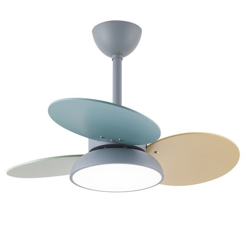 Zeitgenössische skandinavische Acrylschirm Massivholz Oval Fan Blade LED Downrod Deckenventilator Licht für Wohnzimmer 