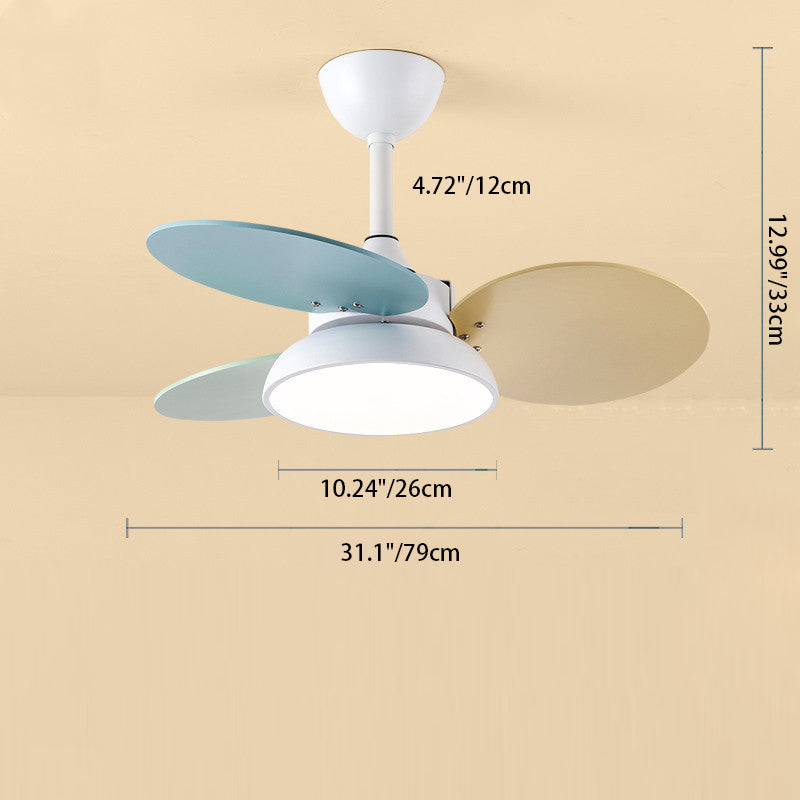 Zeitgenössische skandinavische Acrylschirm Massivholz Oval Fan Blade LED Downrod Deckenventilator Licht für Wohnzimmer 