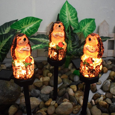 Contemporary Creative Resin Red Fruit Hedgehog Waterproof LED Solar Lawn Insert Light For Outdoor Patio