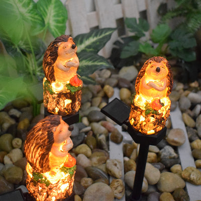 Contemporary Creative Resin Red Fruit Hedgehog Waterproof LED Solar Lawn Insert Light For Outdoor Patio