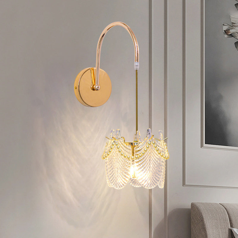 Moderne Luxus Shell Feder Glas Schatten 1-Licht Wand Leuchte Lampe Für Schlafzimmer 