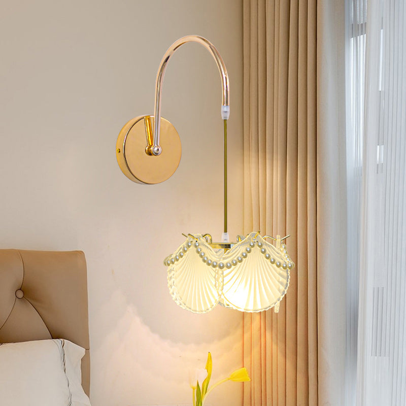 Moderne Luxus Shell Feder Glas Schatten 1-Licht Wand Leuchte Lampe Für Schlafzimmer 