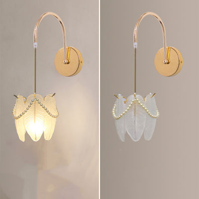 Moderne Luxus Shell Feder Glas Schatten 1-Licht Wand Leuchte Lampe Für Schlafzimmer 