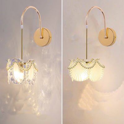 Moderne Luxus Shell Feder Glas Schatten 1-Licht Wand Leuchte Lampe Für Schlafzimmer 