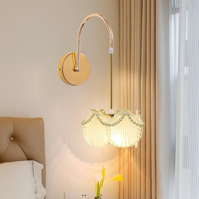 Moderne Luxus Shell Feder Glas Schatten 1-Licht Wand Leuchte Lampe Für Schlafzimmer 