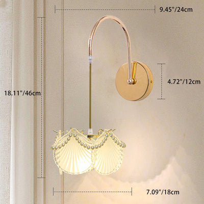 Moderne Luxus Shell Feder Glas Schatten 1-Licht Wand Leuchte Lampe Für Schlafzimmer 