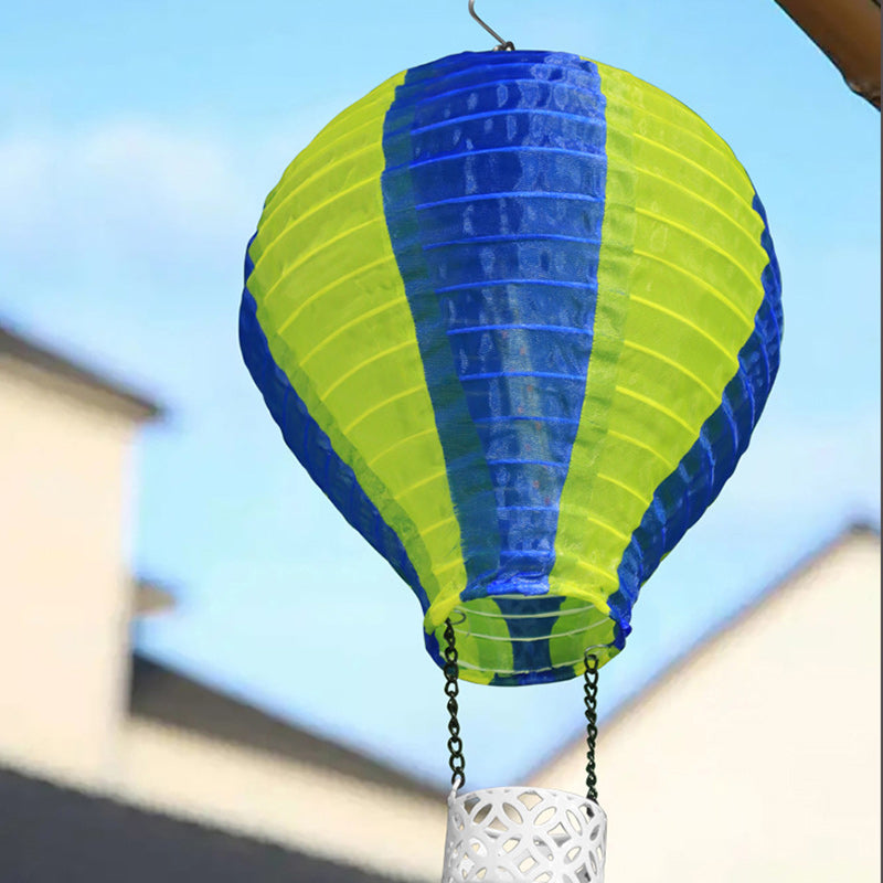 Contemporary Creative Solar Hot Air Balloon Fabric Shade LED Outdoor Pendant Light For Outdoor Patio