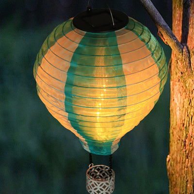 Contemporary Creative Solar Hot Air Balloon Fabric Shade LED Outdoor Pendant Light For Outdoor Patio