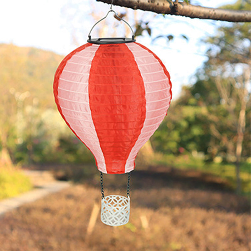 Contemporary Creative Solar Hot Air Balloon Fabric Shade LED Outdoor Pendant Light For Outdoor Patio