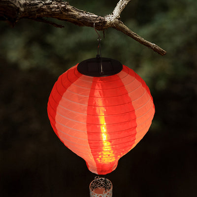 Contemporary Creative Solar Hot Air Balloon Fabric Shade LED Outdoor Pendant Light For Outdoor Patio