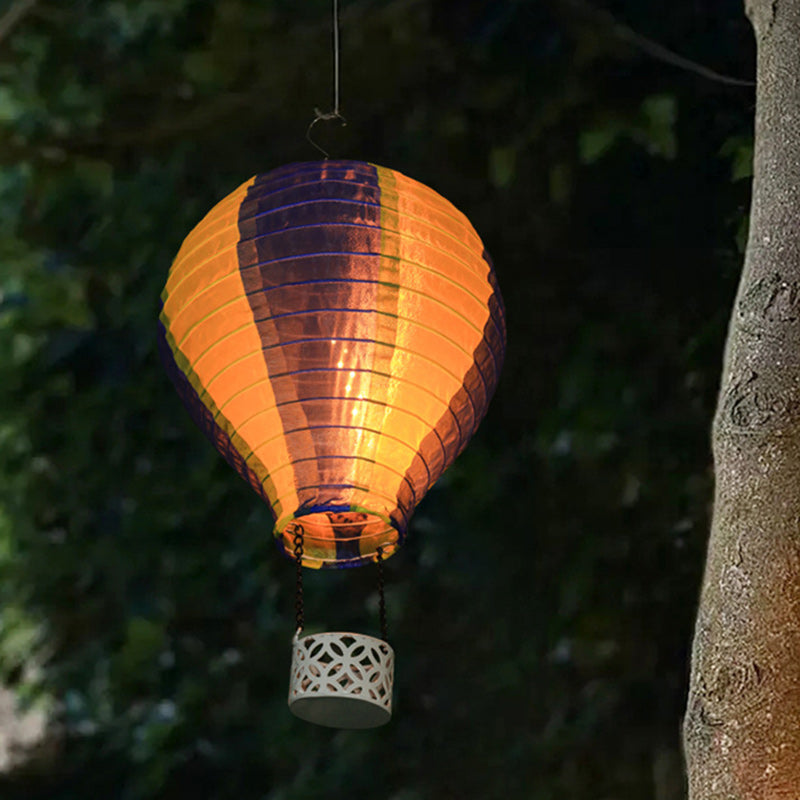 Contemporary Creative Solar Hot Air Balloon Fabric Shade LED Outdoor Pendant Light For Outdoor Patio