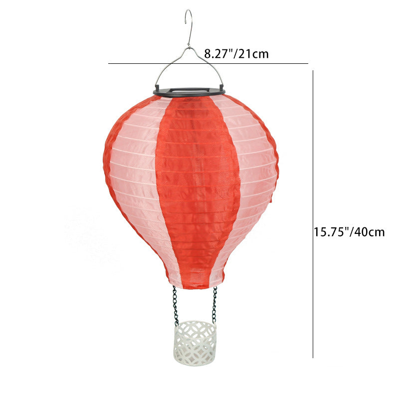 Contemporary Creative Solar Hot Air Balloon Fabric Shade LED Outdoor Pendant Light For Outdoor Patio