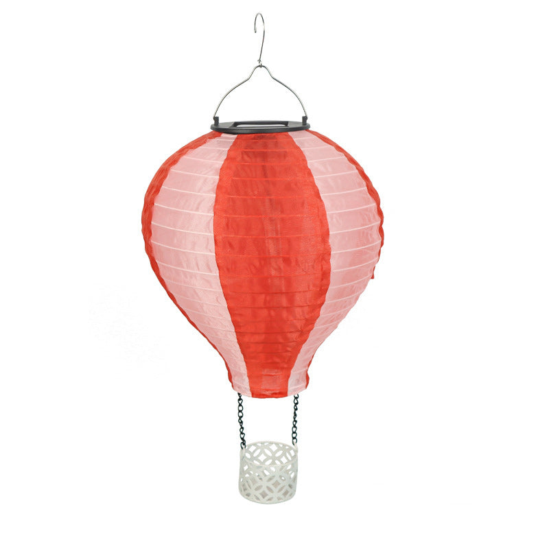 Contemporary Creative Solar Hot Air Balloon Fabric Shade LED Outdoor Pendant Light For Outdoor Patio