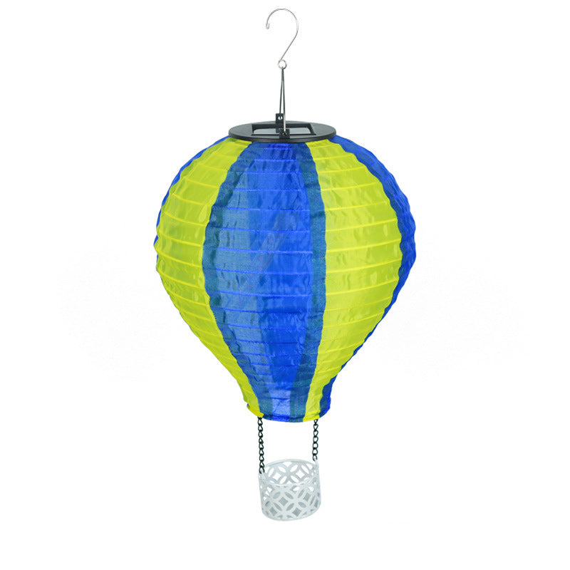 Contemporary Creative Solar Hot Air Balloon Fabric Shade LED Outdoor Pendant Light For Outdoor Patio