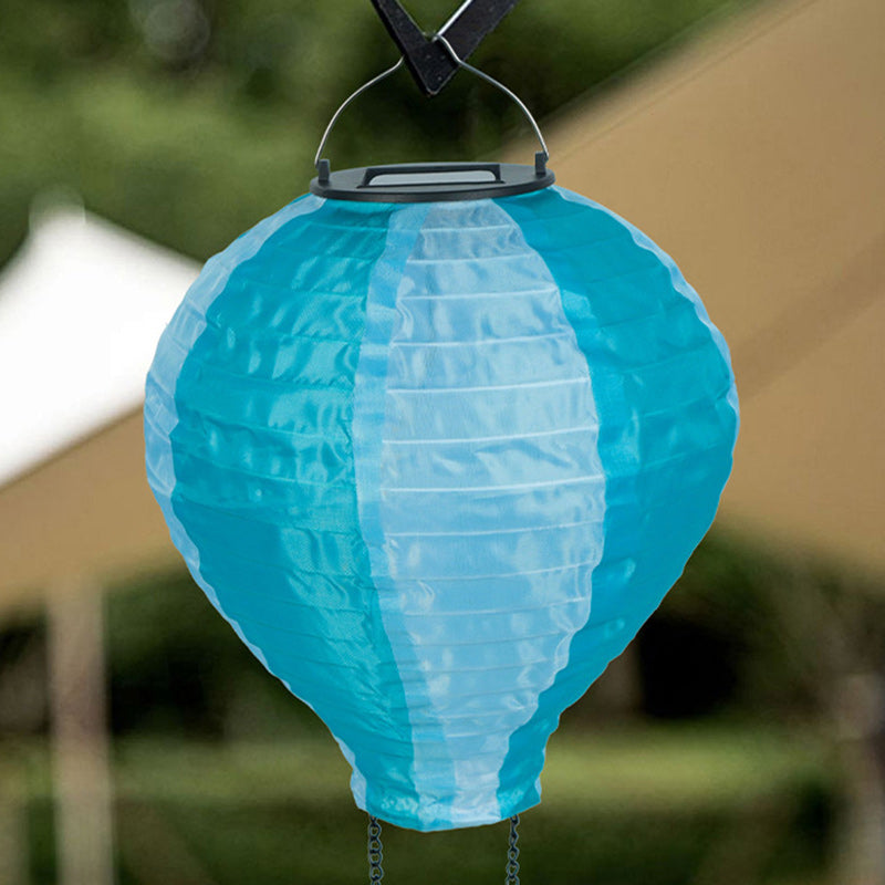 Contemporary Creative Solar Hot Air Balloon Fabric Shade LED Outdoor Pendant Light For Outdoor Patio