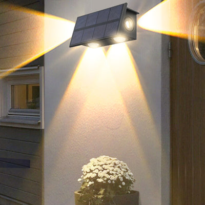 Modern Minimalist ABS Three-sided Illuminated Rectangle LED Solar Step Light Outdoor Wall Sconce Lamp For Garden