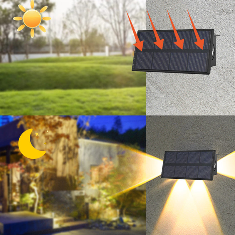 Modern Minimalist ABS Three-sided Illuminated Rectangle LED Solar Step Light Outdoor Wall Sconce Lamp For Garden