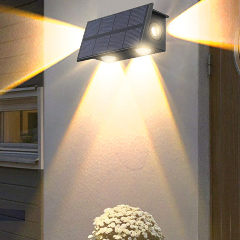 Modern Minimalist ABS Three-sided Illuminated Rectangle LED Solar Step Light Outdoor Wall Sconce Lamp For Garden