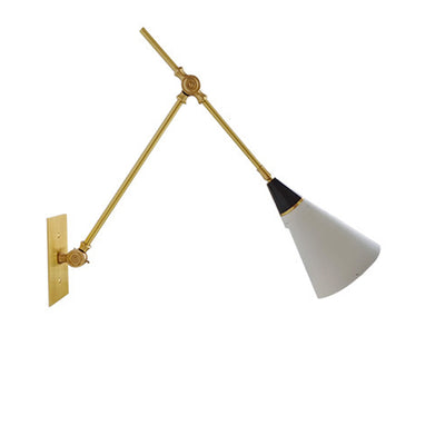 Contemporary Scandinavian Brass Aluminum Tapered Shade 1-Light Wall Sconce Lamp For Bedroom