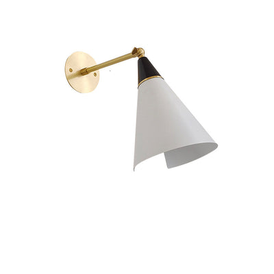 Contemporary Scandinavian Brass Aluminum Tapered Shade 1-Light Wall Sconce Lamp For Bedroom