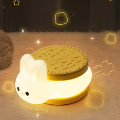 Contemporary Creative Biscuit Rabbit Silicone LED Timer Night Light Table Lamp For Bedroom