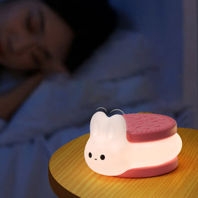 Contemporary Creative Biscuit Rabbit Silicone LED Timer Night Light Table Lamp For Bedroom