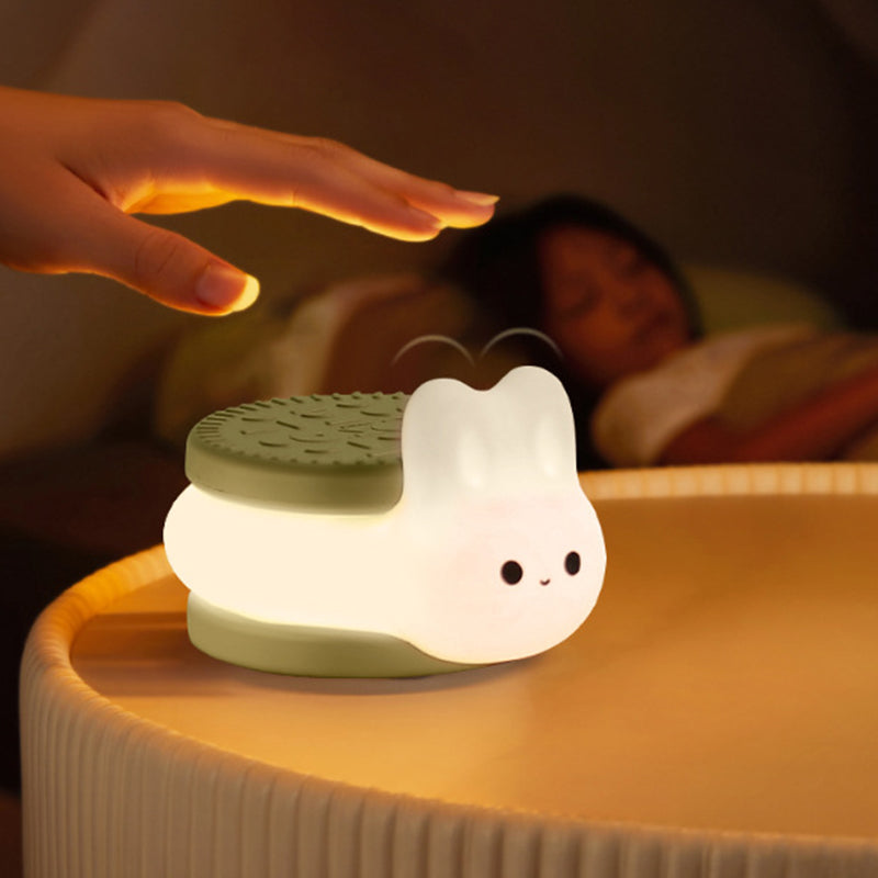 Contemporary Creative Biscuit Rabbit Silicone LED Timer Night Light Table Lamp For Bedroom