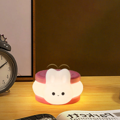 Contemporary Creative Biscuit Rabbit Silicone LED Timer Night Light Table Lamp For Bedroom