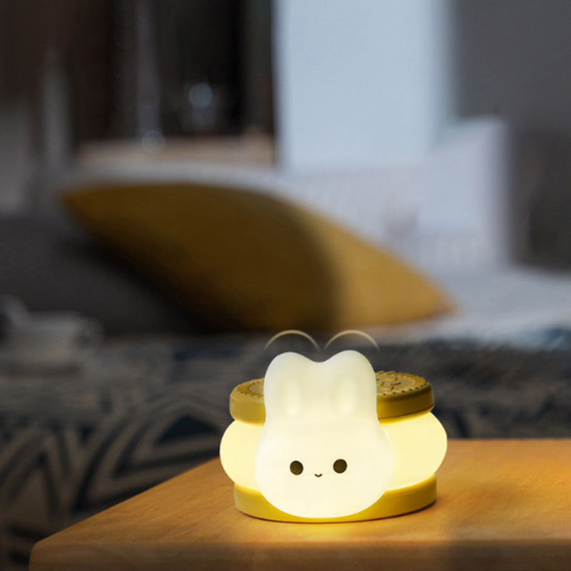 Contemporary Creative Biscuit Rabbit Silicone LED Timer Night Light Table Lamp For Bedroom