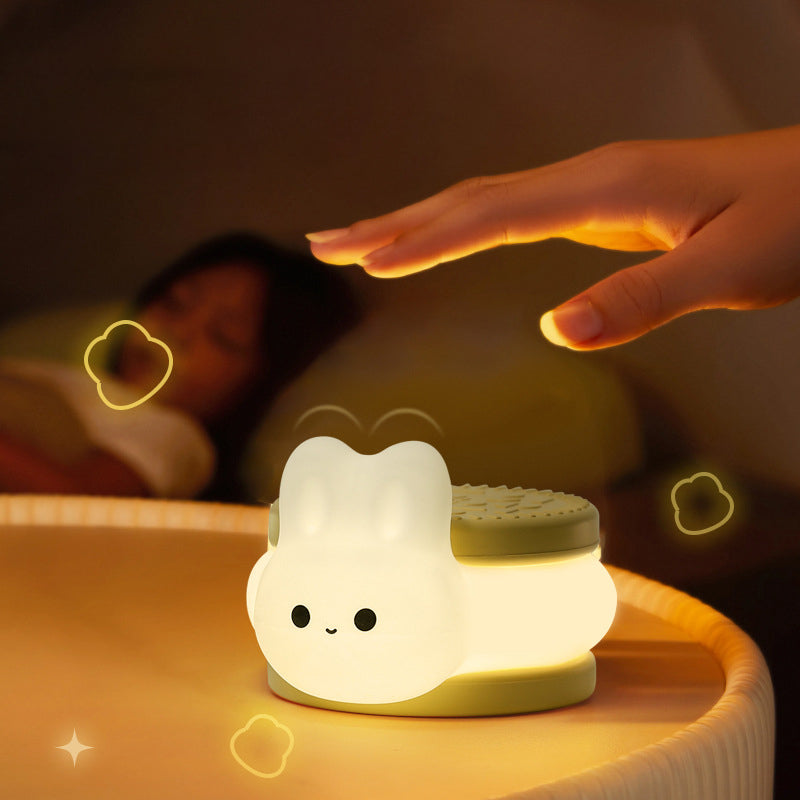 Contemporary Creative Biscuit Rabbit Silicone LED Timer Night Light Table Lamp For Bedroom