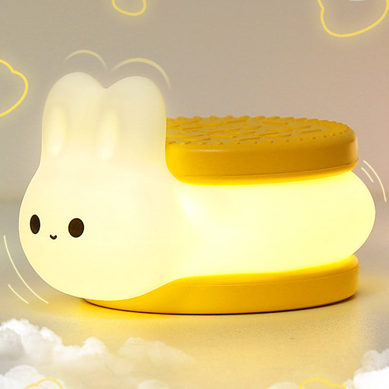 Contemporary Creative Biscuit Rabbit Silicone LED Timer Night Light Table Lamp For Bedroom