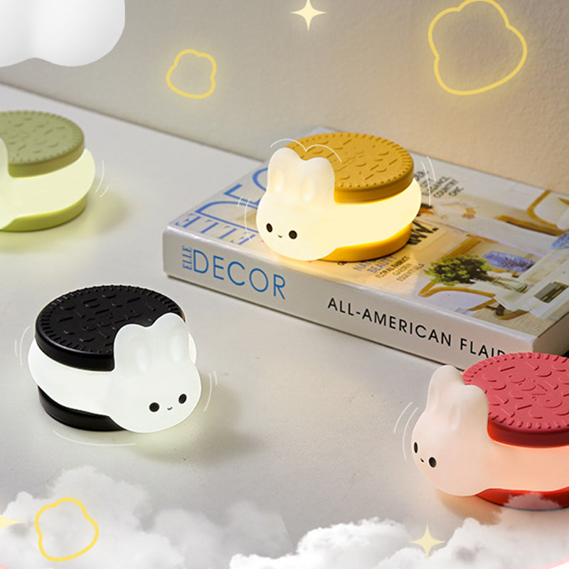 Contemporary Creative Biscuit Rabbit Silicone LED Timer Night Light Table Lamp For Bedroom