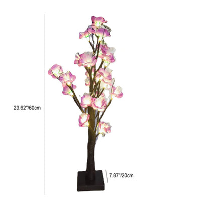 Zeitgenössische kreative Kunststoffgewebe künstliche Rose Blume Baum LED Tischlampe für Schlafzimmer 