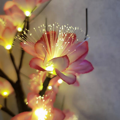 Zeitgenössische kreative Kunststoffgewebe künstliche Rose Blume Baum LED Tischlampe für Schlafzimmer 