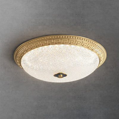 Contemporary Luxury Acrylic Round Shade Copper LED Flush Mount Ceiling Light For Bedroom