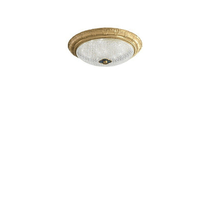 Contemporary Luxury Acrylic Round Shade Copper LED Flush Mount Ceiling Light For Bedroom