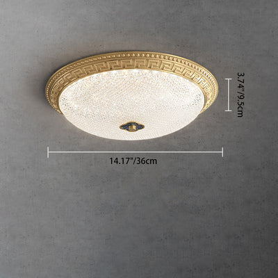 Contemporary Luxury Acrylic Round Shade Copper LED Flush Mount Ceiling Light For Bedroom