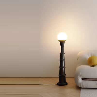 Contemporary Nordic PE Round Ball Shade Iron Column LED Standing Floor Lamp For Bedroom