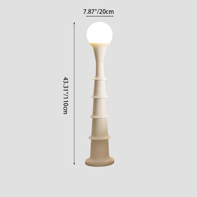 Contemporary Nordic PE Round Ball Shade Iron Column LED Standing Floor Lamp For Bedroom