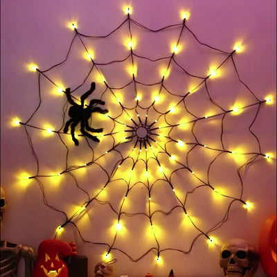 Zeitgenössische kreative Halloween leuchtende Spinnennetz LED Dekoration Lichterketten für Wohnzimmer 