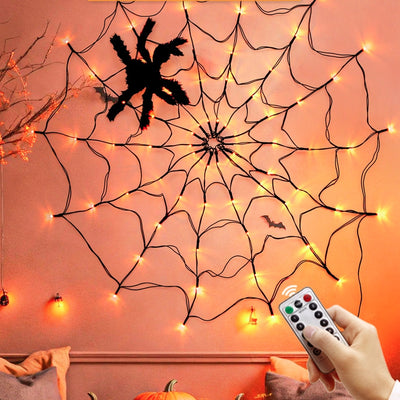 Zeitgenössische kreative Halloween leuchtende Spinnennetz LED Dekoration Lichterketten für Wohnzimmer 